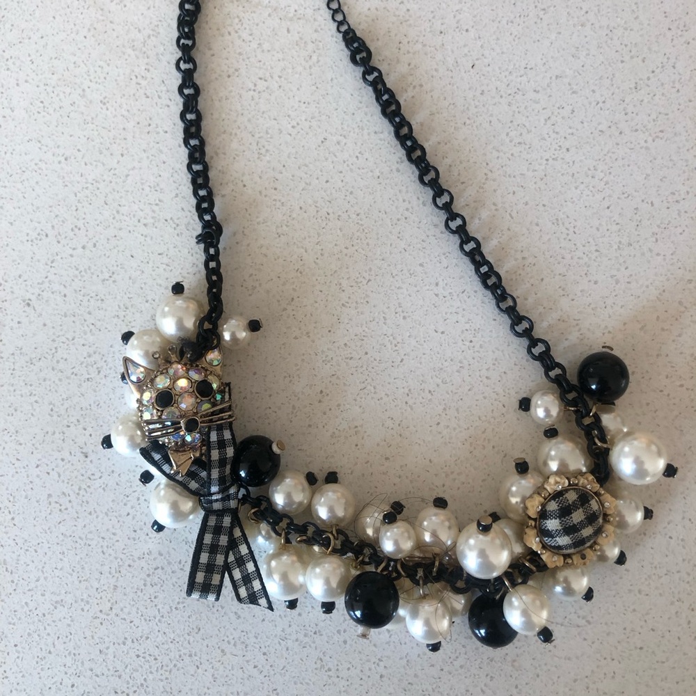 Betsey Johnson Pearl Mouse Bow Necklace Rare